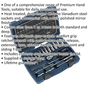 33pc PREMIUM Deep Socket & Ratchet Handle Set - 1/4" Square Drive 6 Point Metric