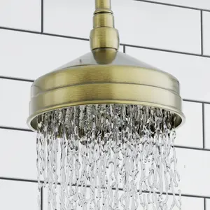 ENKI Antique Brass Traditional Ceiling Fixed Brass Shower Head & Arm 150mm