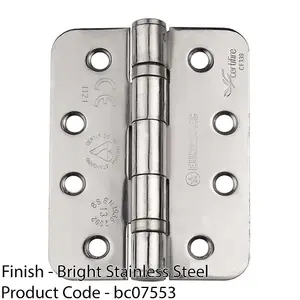 PAIR Grade 13 Heavy Duty Ball Bearing Hinge - RADIUS 102 x 76mm Bright Steel