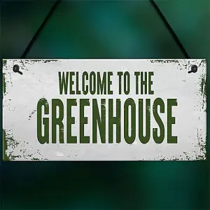 Red Ocean Welcome To The Greenhouse Sign Novelty Garden Sign Shed Summerhouse Sign Home Decor