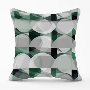 Geometric Grey Green Outdoor Cushion 45cm x 45cm