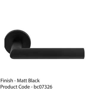 PAIR Mitred Round Bar Door Handle Ringed Design Conceled Fix Matt Black