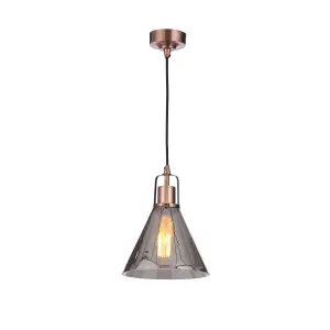 Inlight Dafyd Pendant Glass & metal Antique copper effect Ceiling light