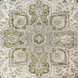 Green Traditional Floral Medallion Bedroom Living Area Rug 160x230cm