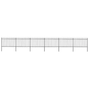 Berkfield Garden Fence with Spear Top Steel 10.2x1.2 m Black