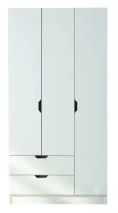 BERGEN 3 Door 2 Drawers White Wardrobe