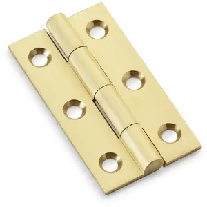 PAIR Solid Brass Cabinet Butt Hinge - 50mm - Satin Brass Premium Cupboard Fixing