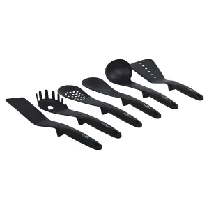 BLAUMANN 3 Pcs Matt Black Colour Frying Pan Set With Soft Touch Handles and 6 Pc Kitchen Tool Set