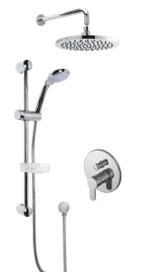 Pride Concealed Round Manual Valve with Multi Function Slide Rail Kit, Arm & Head Shower Bundle - Chrome - Balterley