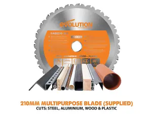 Evolution 046-0002A R210CMS Multi-Purpose Compound Mitre Saw 1200W 110V EVLR210CMSL