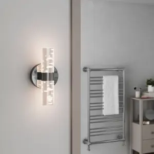 GoodHome Myvat Bubble Silver Chrome effect Double Bathroom Wired Wall light