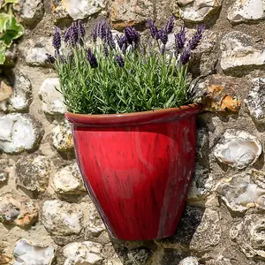 Running Glaze Wall Pot Outdoor Planter - Red