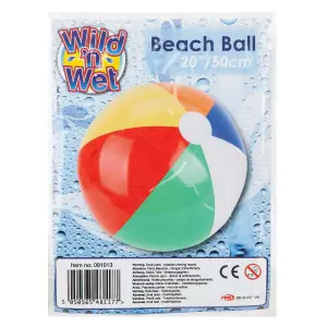 Inflatable 20 Inch Beach Ball 6 Panel Multi-Coloured Shiny Toy - Wild 'n Wet