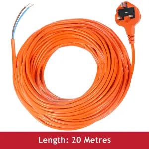 Universal 20 Metre Cable & Lead Plug for Strimmers Trimmers Hedge Cutters Lawnmowers (20m)