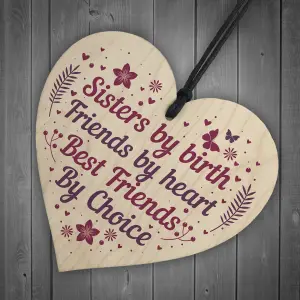 Red Ocean Handmade Sister Friendship Gift For Birthday Wooden Hanging Heart Sister Thank You Gifts Best Friend Sign