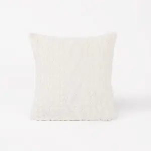 Cable Knit Cushion Covers Sherpa Pillow Cases 2 Pack, 45 x 45cm - Cream