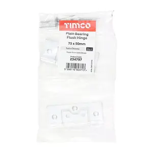 TIMCO Plain Bearing Flush Brass Hinges Satin Chrome - 75 x 50