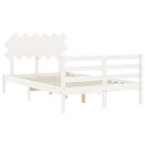 Berkfield Bed Frame with Headboard White 120x200 cm Solid Wood