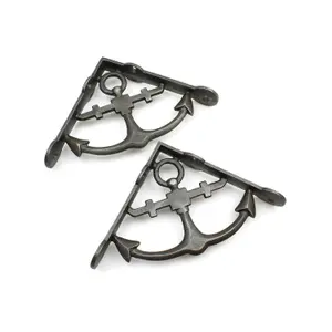 Oakcrafts - Pair of Antique Cast Iron Anchor Shelf Brackets - 125mm x 125mm