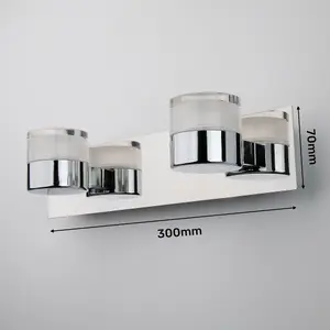 Double Polished Chrome 2x6W LED Bathroom Wall Light