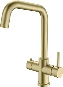 Bower 4-In-1 Instant Boiling Water Tap - Brushed Brass With Boiler & Filter