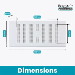 Map Adjustable Air Vent with Flyscreen Cover, 6" x 3" (152mm x 76mm), Hit & Miss Ventilation Cover, White