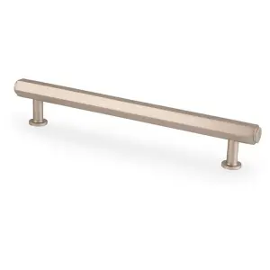 Industrial Hex T Bar Pull Handle - Satin Nickel 160mm Centres Kitchen Cabinet