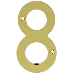 Stainless Brass Door Number 8 75mm Height 4mm Depth House Numeral Plaque