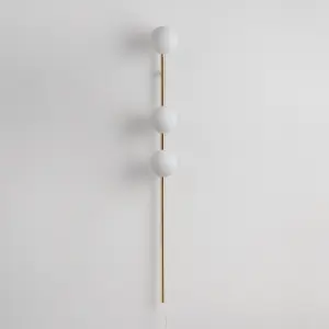 houseof Brass Bar Frosted Opal Ball Shade Plug In Wall Light - Gold