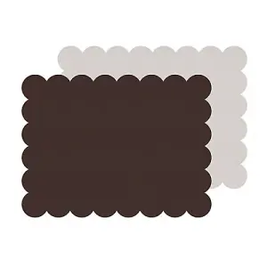 iStyle Chocolate and White Scalloped Flexi Set of 2 Faux Leather Placemats