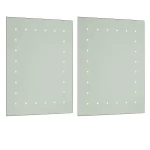 First Choice Lighting Pair of Battery Operated Rectangular LED Illuminated Bathroom Mirrors