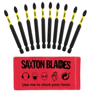 10 x Saxton PZ2 89mm Long Magnetic Impact Duty Screwdriver Pozidrive Drill Driver Bits