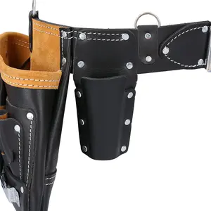 TOUGH MASTER Leather Tool Belt Apron Multi Pocket with Hammer Loop & Nail Pouch (TM-063LP)