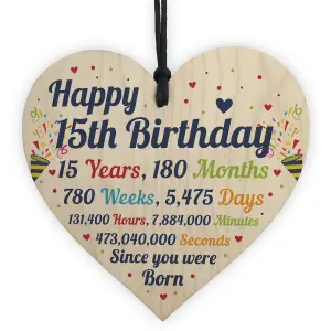 Red Ocean 15th Birthday Gift For Boys Wooden Heart 15th Birthday Gift For Girls 15th Birthday Decorations