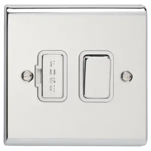 Deta SD1370CHW Slimline Décor Switched Spur Connection Unit - 13 Amp (Polished Chrome / White Insert)