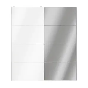 Atomia Panelled Mirrored White High gloss 2 door Sliding Wardrobe Door kit (H)2250mm (W)2000mm