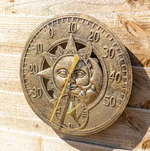 Sun Moon Outdoor Clock and Thermometer