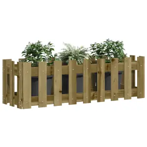 Berkfield Garden Raised Bed with Fence Design 100x30x30 cm Impregnated Wood Pine