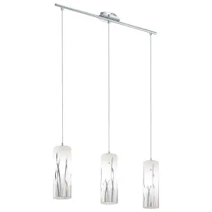 Pendant Ceiling Light Colour Chrome Shade White Chrome Glass Painted Bulb E27 3x60W