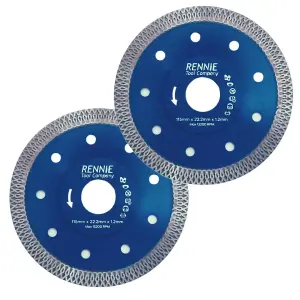 2 Pack x 115mm Diamond Cutting Disc Saw Blade 1.2mm Super Thin Turbo Disks For Angle Grinders For  Porcelain Tiles Ceramics