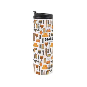 Stable Owner Travel Mug - Novelty Yard Owner/Horse Grooms Gift - Stainless Steel Double-Walled Hot/Cold Drinks Flask