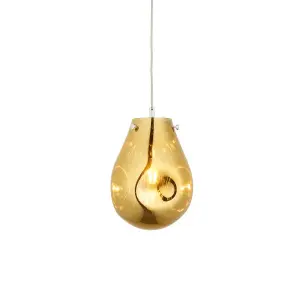 Luminosa Perugia Single Pendant Ceiling Lamp, Gold Metallic Glass, Chrome Plate