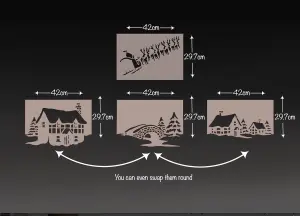 SNOW WINDOWS 4 Pack Christmas Window Stencils - For Use With Snow Spray. Premium Christmas Decorations.