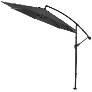 3M Large Rotatable Garden Sun Shade Cantilever Parasol Patio Hanging Banana Umbrella Crank Tilt No Base, Black