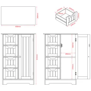 Hayle Matt Grey Freestanding Single Bathroom Drawer cabinet (H) 810mm (W) 600mm