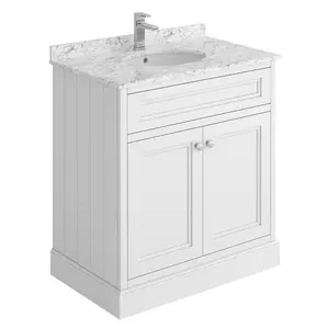 Fairmont White Square Floor Standing Vanity Unit (W)800mm