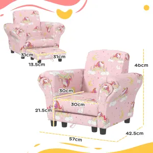 AIYAPLAY 2 Piece Kids Sofa Set with Unicorn Design, for Nursery, Pink