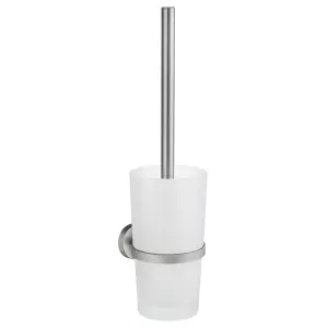 Smedbo Chrome Wall Mounted Toilet Brush and Frosted Glass Container