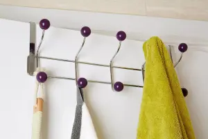 Essentials by Premier Over Door Purple Balls Ten Hook Hanger