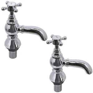 SunDaze Traditional Twin Hot and Cold Basin Sink Taps Bathroom Cross Handle